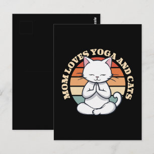 Mum Loves Cats and Yoga Postcard
