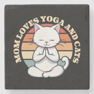 Mum Loves Cats and Yoga Stone Coaster
