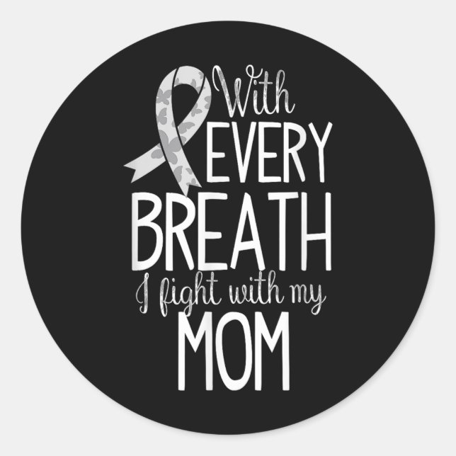 Mum Lung Cancer Awareness T Shirt Women Men Kids  Classic Round Sticker (Front)