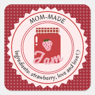 Mum-made Strawberry Jam Square Sticker
