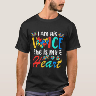 Mum Mama Autistic Autism Awareness Month Boys Son  T-Shirt