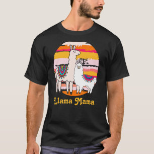 Mum Mama Llama Birthday Cute Animal  Retro T-Shirt