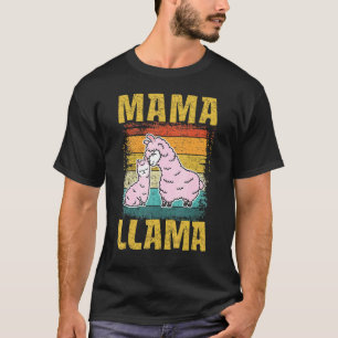 Mum Mama Llama Birthday Cute Animal Retro T-Shirt
