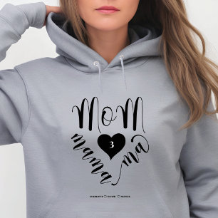 Mum Mama Ma Heart Children Names Mother's Day Gift Hoodie