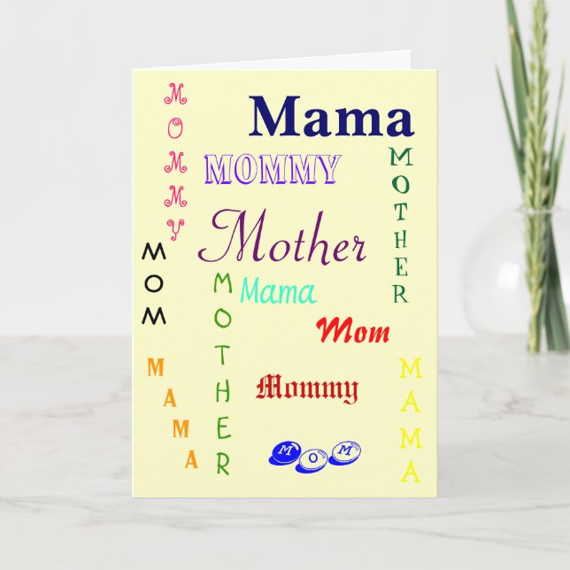 Mum, Mama, Mother, Mummy Card (Front)