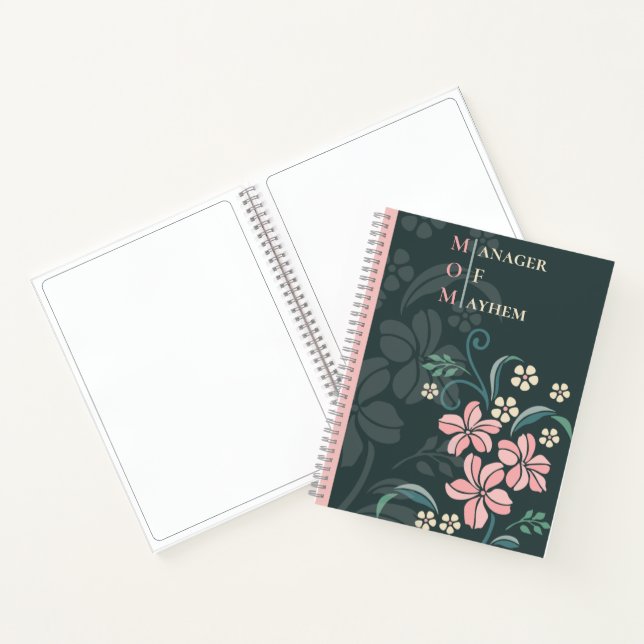 Mum Manager of Mayhem Stylish Floral Notebook (Inside)