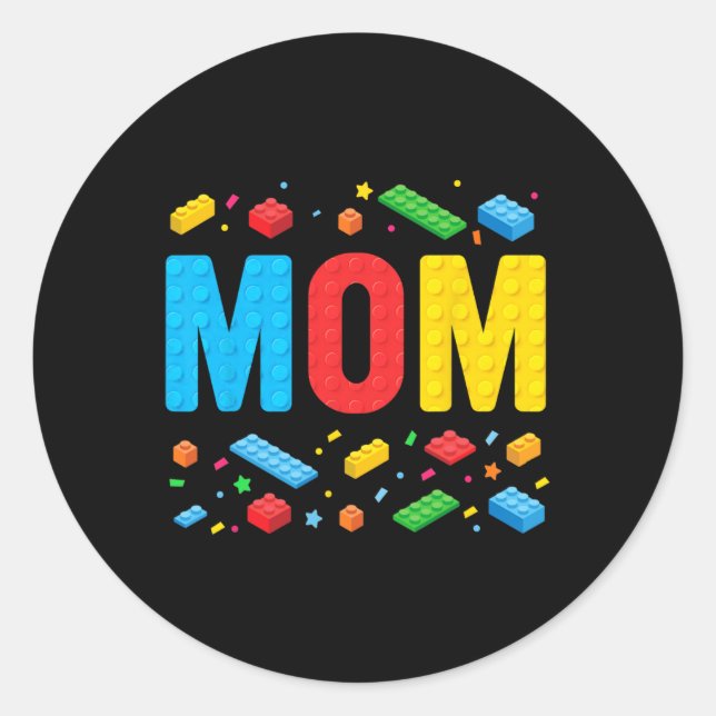 Mum Master Builder Building Bricks Blocks Family M Classic Round Sticker (Front)