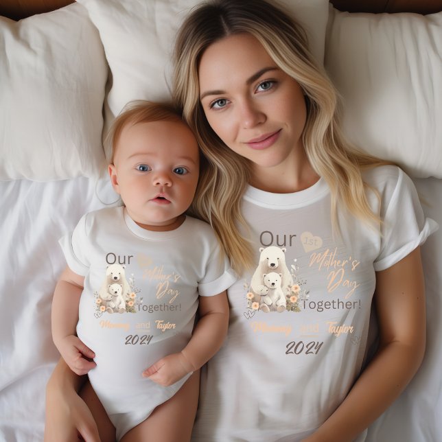 Mum Matching Bear Our First Mother's Day Together T-Shirt (Mom Matching. Polar Bear and Cub. Our FIrst Mother's Day Together!)