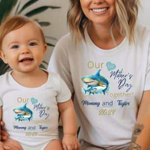 Mum Matching Shark Our First Mother's Day Together T-Shirt