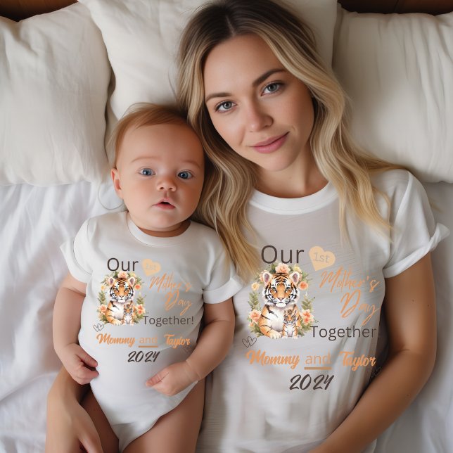 Mum Matching Tiger Our First Mother's Day Together T-Shirt (Mom Matching. Tiger and Cub. Our Firt Mother;s day Together)