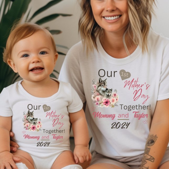 Mum Matching Wolf Our First Mother's Day Together T-Shirt (Mom Matching T-shirt. Wolf and Cub. Our First Mother's Day Together!)