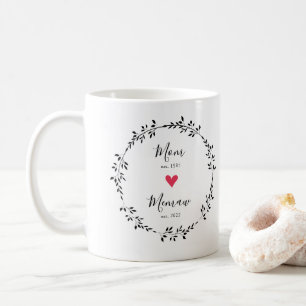 Mum   Memaw Year Est. Heart Coffee Mug