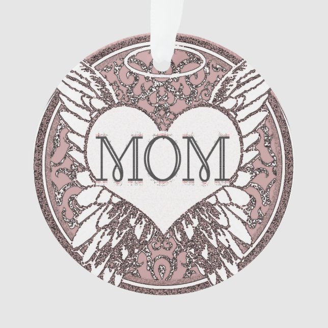 Mum Memorial with Heart and Angel Wings Ornament (Front)