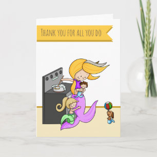 Mum Mermaid Cooking Thank You for All You Do Card