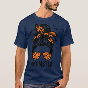 Mum Messy Bun Halloween Leopard Women's Momster Fu T-Shirt