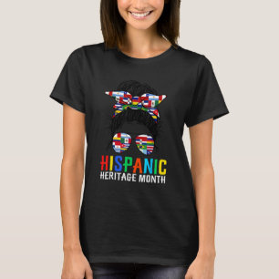 Mum Messy Bun Hispanic Heritage Month Cool Latino T-Shirt