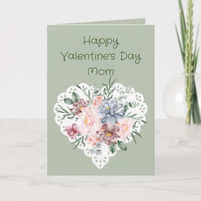 Mum Mixed Floral  Garden Flower Valentine Poem Holiday Card (Front)