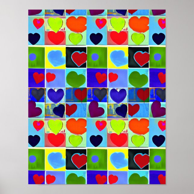 Mum modern abstract cute pop art hearts poster (Front)