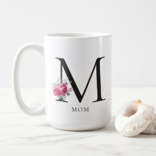 Mum Modern Floral Monogram Coffee Mug