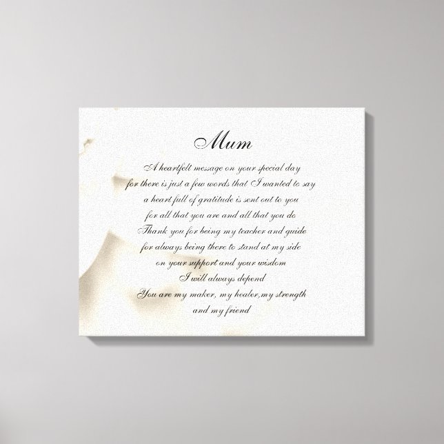 Mum / Mom poem Canvas Print (Front)