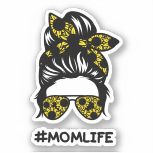 Mum #momlife messy bun sunflower