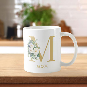 Mum Monogram Letter Floral Coffee Mug