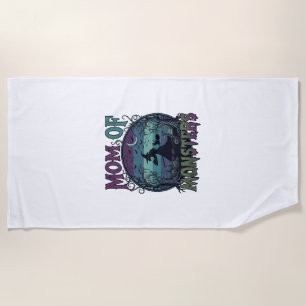 Mum Monsters Halloween Witch Moon Pumpkins Graveya Beach Towel