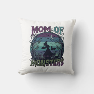 Mum Monsters Halloween Witch Moon Pumpkins Graveya Cushion