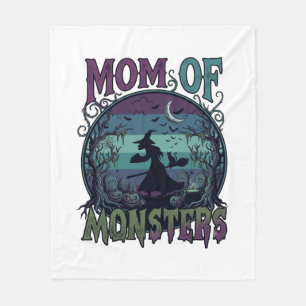 Mum Monsters Halloween Witch Moon Pumpkins Graveya Fleece Blanket