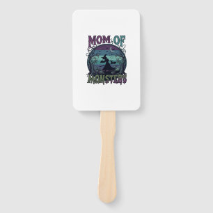 Mum Monsters Halloween Witch Moon Pumpkins Graveya Hand Fan