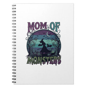 Mum Monsters Halloween Witch Moon Pumpkins Graveya Notebook