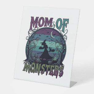 Mum Monsters Halloween Witch Moon Pumpkins Graveya Pedestal Sign