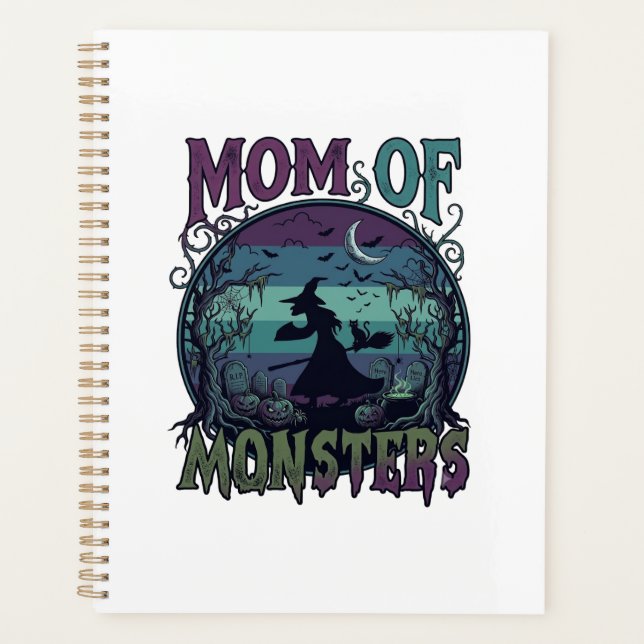 Mum Monsters Halloween Witch Moon Pumpkins Graveya Planner (Front)