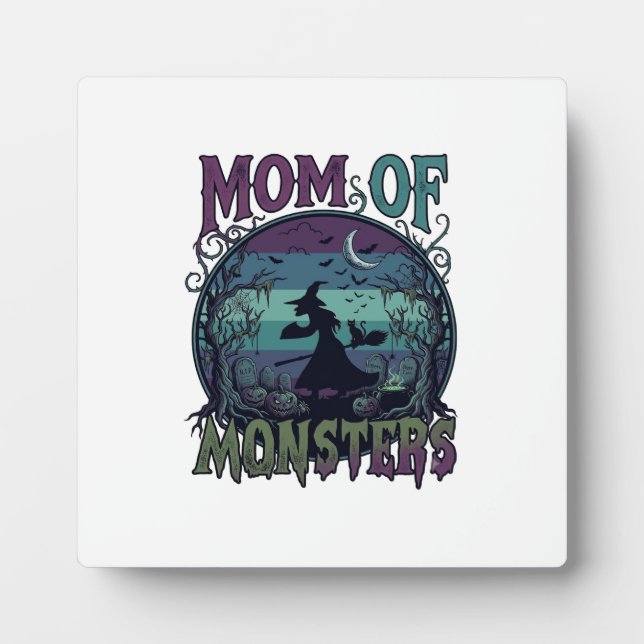 Mum Monsters Halloween Witch Moon Pumpkins Graveya Plaque (Front)