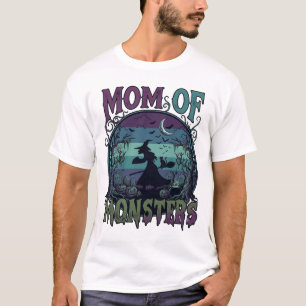 Mum Monsters Halloween Witch Moon Pumpkins Graveya T-Shirt