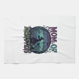 Mum Monsters Halloween Witch Moon Pumpkins Graveya Tea Towel