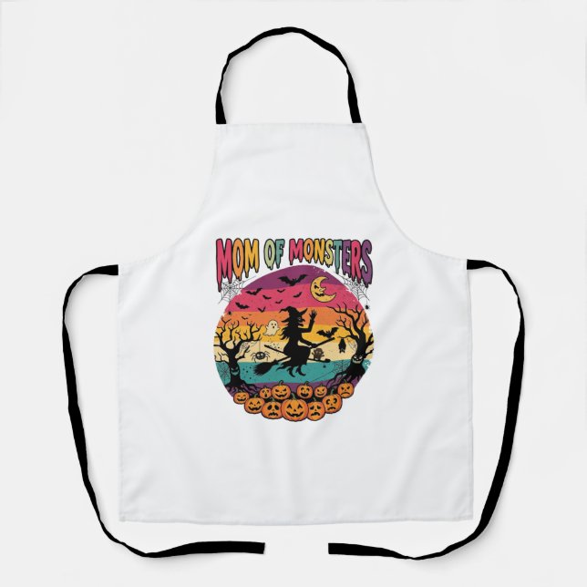Mum Monsters Halloween Witch Pumpkins Bats_1 Apron (Front)