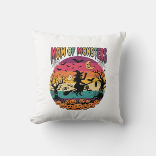Mum Monsters Halloween Witch Pumpkins Bats_1 Cushion
