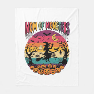 Mum Monsters Halloween Witch Pumpkins Bats_1 Fleece Blanket