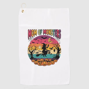 Mum Monsters Halloween Witch Pumpkins Bats_1 Golf Towel