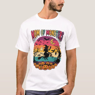 Mum Monsters Halloween Witch Pumpkins Bats_1 T-Shirt