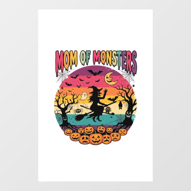 Mum Monsters Halloween Witch Pumpkins Bats_1 Window Cling (Sheet)