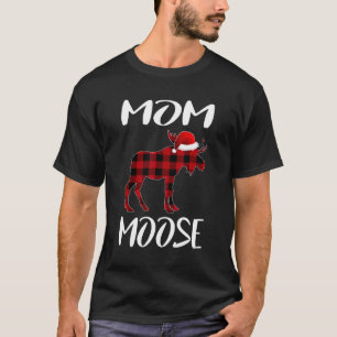 Mum Moose Buffalo Red Plaid Santa Christmas Family T-Shirt