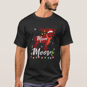 Mum Moose Matching Family Christmas Clothes Plaid T-Shirt