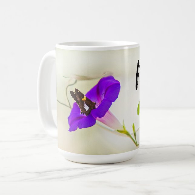 Mum Morning Glory and Butterfly Coffee Mug (Front Left)