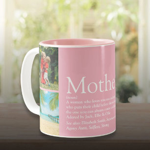 Mum Mother Definition 4 Photo Collage Pink Two-Tone Coffee Mug