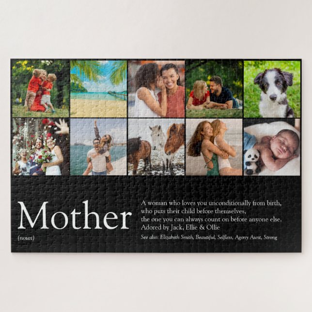 Mum Mother Definition Family Photo Collage Jigsaw Puzzle (Horizontal)