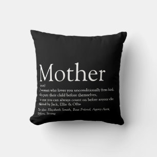 Mum Mother Definition Modern Black and White Cushion
