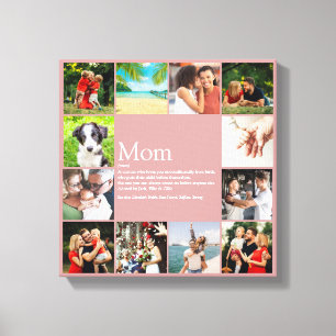 Mum Mother Definition Photo Collage Dusty Rose  Canvas Print