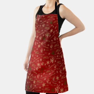mum, mother happy christmas text and pattern apron